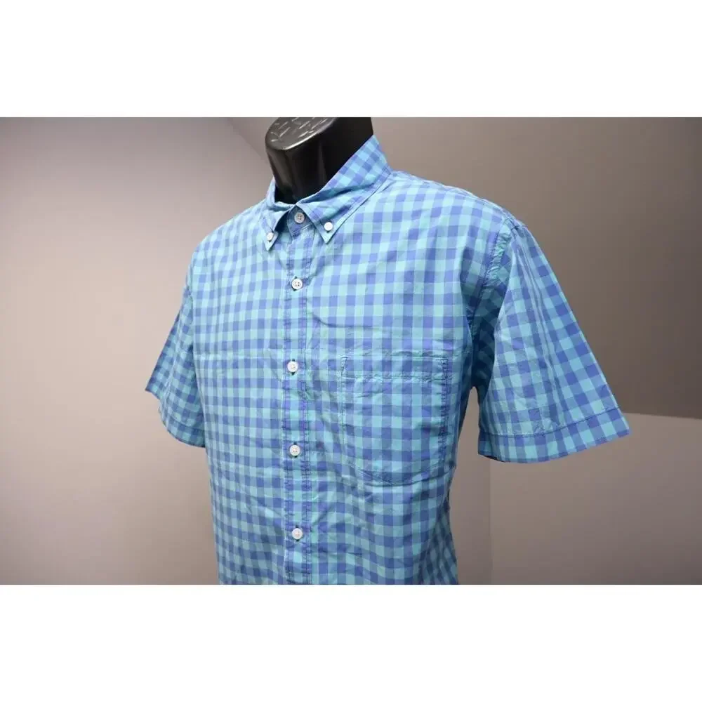 J Crew Light Weight Button‎ Up Shirt Short Sleeve Plaid Casual Mens Sz Large